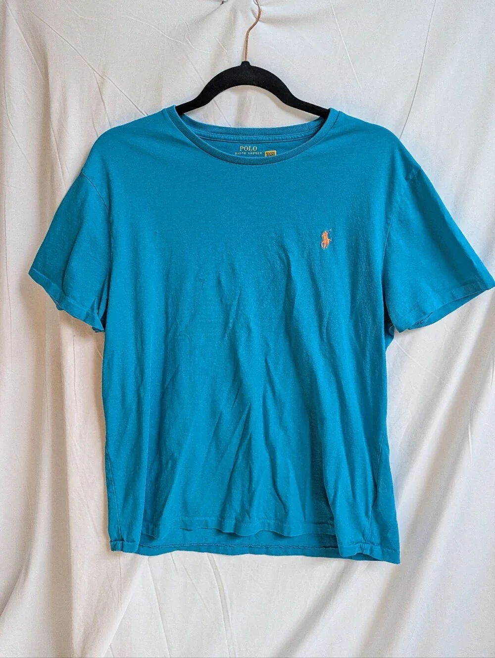 Polo by Ralph Lauren Teal Short Sleeve Crew Neck Tee with Orange Pony